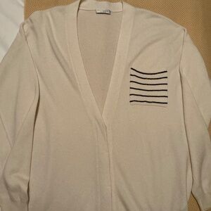 Brunello Cucinelli Cashmere Cardigan w/Monili Stripe Pocket Sz Large